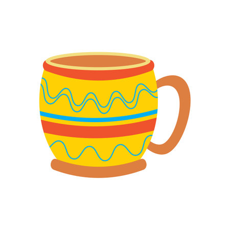 A mug, a cup with an ornament. Ukrainian symbols. Flat vector illustration isolated on white background.のイラスト素材