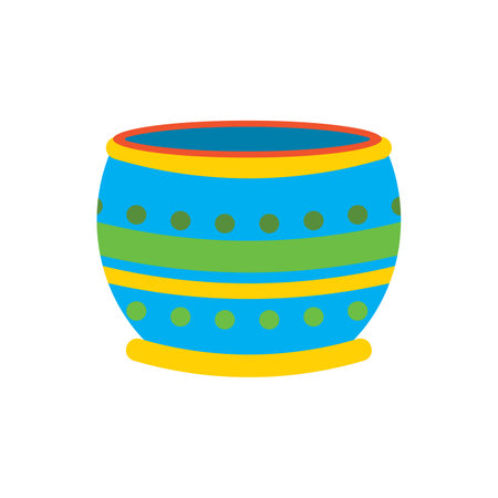 Pot, jug with ornaments. Ukrainian symbols. Flat vector illustration isolated on white background.のイラスト素材