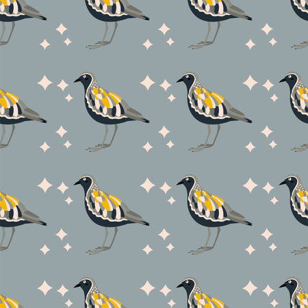Pattern with plover bird. Flat vector illustration.