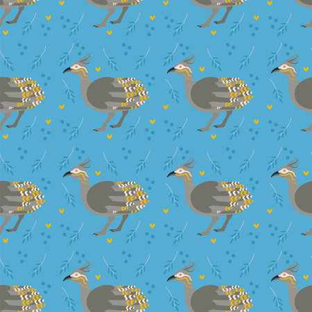 Pattern with bird. Flat vector illustration.のイラスト素材