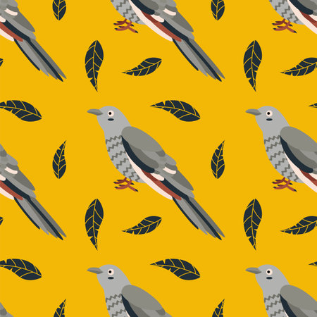 Pattern with cuckoo bird. Flat vector illustration.のイラスト素材