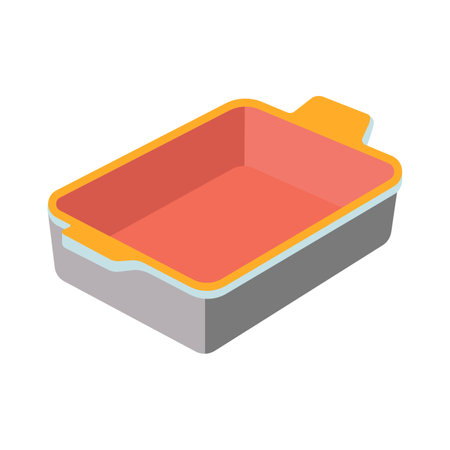 Dishes. Rectangular baking dish, pan. Flat vector illustration isolated on white background.のイラスト素材