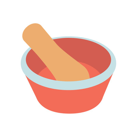 Dishes. Mortar and pestle. Flat vector illustration isolated on white background.のイラスト素材