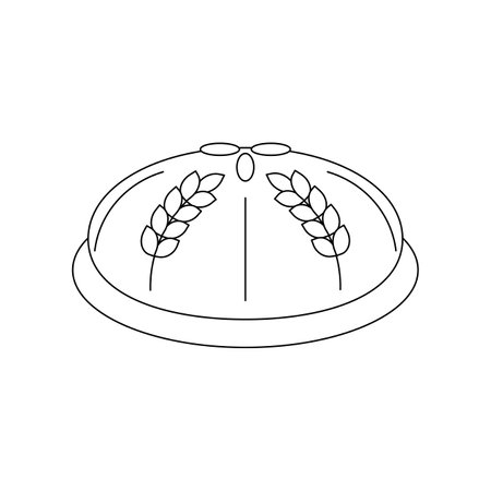 loaf, bread. Ukrainian symbols. line art. Vector illustration isolated on white background.のイラスト素材