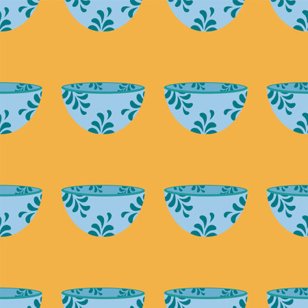 Pattern of kitchen utensils, plate, bowl. Flat vector illustration.のイラスト素材