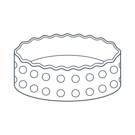 Dishes. Round baking dish, pan. line art. Vector illustration isolated on white background.のイラスト素材
