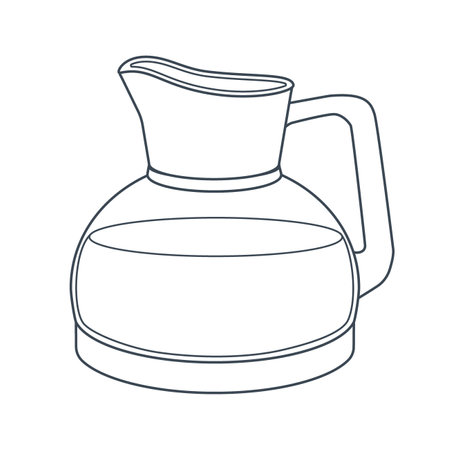 Dishes. Coffee maker, teapot, kettle. line art. Vector illustration isolated on white background.のイラスト素材