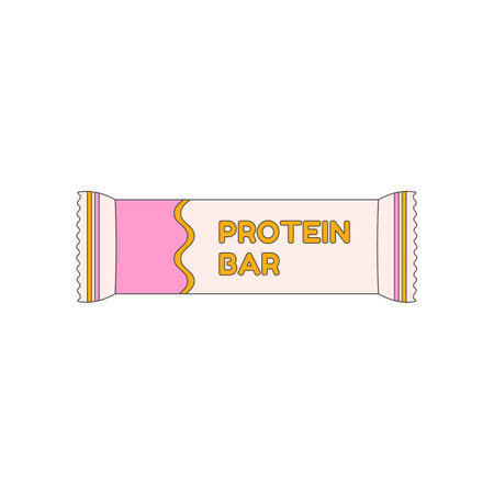 protein bar. Various sports equipment. Fitness inventory, gym accessories. Workout stuff bundle. Flat vector illustration isolated on white background.のイラスト素材
