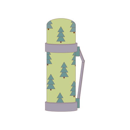 Thermo. Drawn elements for camping and hiking. Wilderness survival, travel, hiking, outdoor recreation, tourism. Flat vector illustration isolated on white background.のイラスト素材