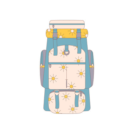backpack. Drawn elements for camping and hiking. Wilderness survival, travel, hiking, outdoor...