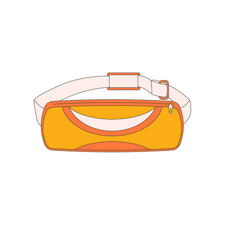 Belt bag. Various sports equipment. Fitness inventory, gym accessories. Workout stuff bundle. Flat vector illustration isolated on white background.のイラスト素材