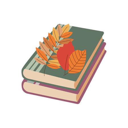 Books. hello autumn. Autumn season element, icon. Flat vector illustration isolated on white background.のイラスト素材