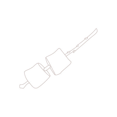 Marshmallow on a stick. Drawn elements for camping and hiking. Wilderness survival, travel, hiking, outdoor recreation, tourism. Flat vector illustration isolated on white background.のイラスト素材