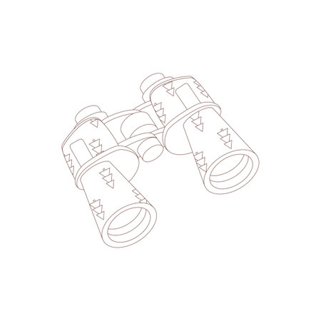 binoculars. Drawn elements for camping and hiking. Wilderness survival, travel, hiking, outdoor recreation, tourism. Flat vector illustration isolated on white background.のイラスト素材