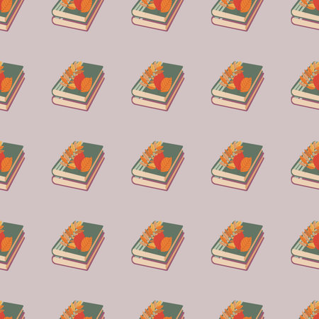 Pattern with book. hello autumn. Elements on the autumn theme. Flat vector illustration.のイラスト素材