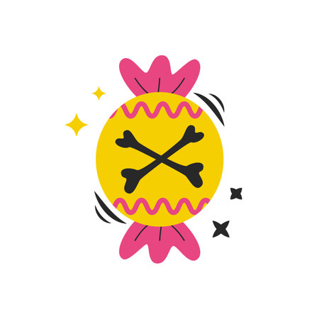 Halloween cartoon elements. candy. hand drawn vector illustration.のイラスト素材