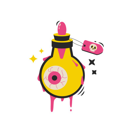 Halloween cartoon elements. Potion with an eye. hand drawn vector illustration.のイラスト素材