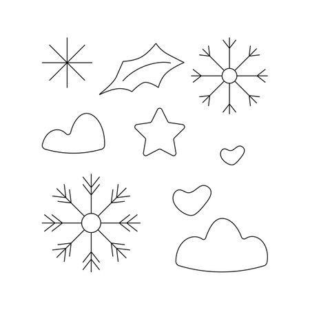 Set of Christmas snowflake. Winter holiday elements. Flat vector illustration isolated on white background.のイラスト素材