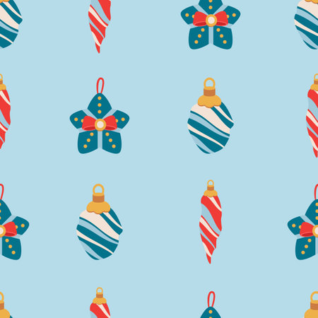 Christmas pattern with toy, ornament for the tree. Flat vector illustration.のイラスト素材