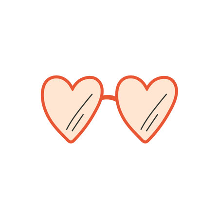 Glasses in the shape of a heart. Symbol of love, romance. Design for Valentine's Day. Flat vector illustration isolated on white background.のイラスト素材