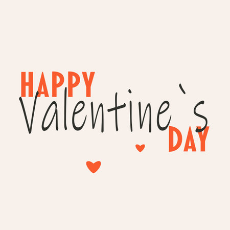 Postcard template for Saint Valentine's day, 14 February. Hand drawn cards with heart, text. Flat vector illustration.のイラスト素材