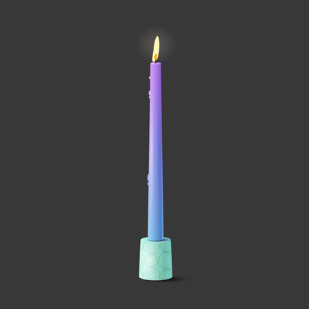 A long wax candle that burns on a candle. Vector illustrationのイラスト素材
