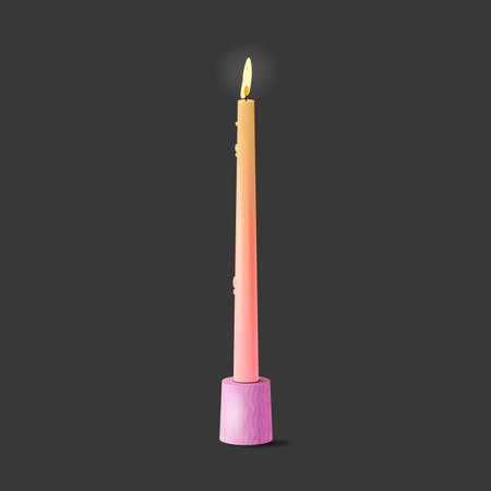 A long wax candle that burns on a candle. Vector illustrationのイラスト素材