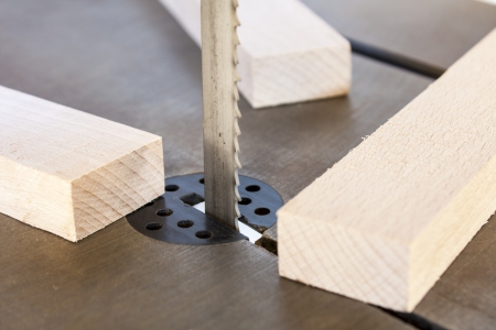 band saw machine and planks,の写真素材