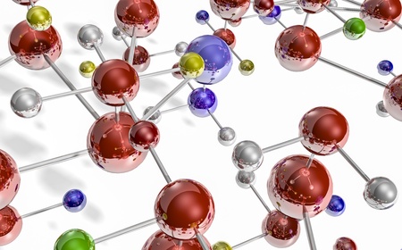 interconnected metal atoms isolated on white,3d renderの写真素材