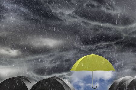 Umbrella clean the Rainy sky, concept of protection and securityの写真素材