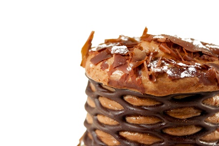 Marvelous looking chocolate mousse on isolated backgroundの写真素材