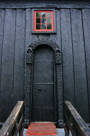 The Lom Stave Church is a triple nave stave church and amongst the oldest of Norway.の写真素材