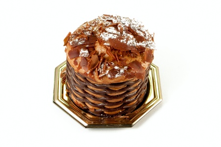 Marvelous looking chocolate mousse on isolated backgroundの写真素材