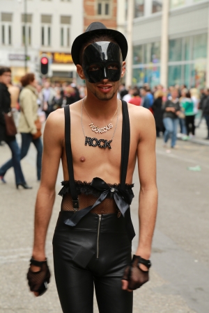 BRUSSELS, BELGIUM-MAY 18: Belgian Pride parade on May 18, 2013. Yearly parade for gays and lesbians in Brussels with 80.000 participantsのeditorial素材