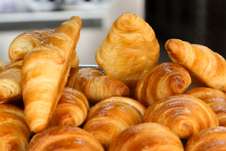 Selection of freshly baked pastry served for breakfast の写真素材
