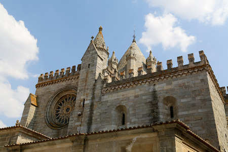 Facade of the Cathedral of Evora, Portugalの写真素材