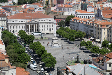 Rossio Square is the popular name of the Pedro IV Square in the city of Lisbon, in Portugalのeditorial素材