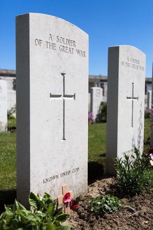 Tyne Cot World War One Cemetery, the largest British War cemetery in the world in Passendale, Belgiumの写真素材