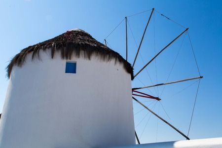 The famous wind mills in Mykonos during day timeの写真素材