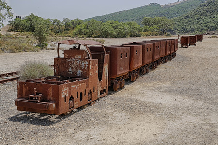 Old train at an abandoned mine in Sardinia, Guspini, Montevecchio