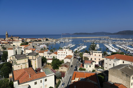 View on the city of Alghero in Sardiniaの写真素材