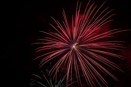 Firework explosion in a dark nightの写真素材