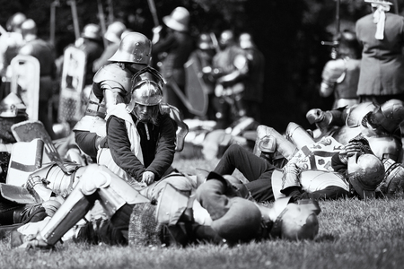 ANTWERP, BELGIUM - JUN 4, 2016: Experience the Middle Ages as it was in 1477 during a medieval re-enactment event. on Jun 4, 2016.のeditorial素材
