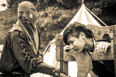 ANTWERP, BELGIUM - JUN 4, 2016: Experience the Middle Ages as it was in 1477 during a medieval re-enactment event. on Jun 4, 2016.のeditorial素材