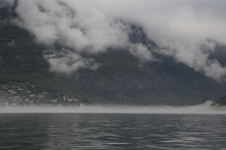 The Unesco Naeroyfjord and the picturesque Aurlandsfjord seen from the waterの写真素材