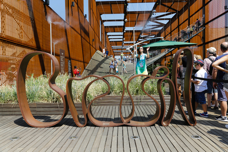 MILAN, ITALY - AUG 13, 2015: The universal world exposition 2015 on the theme of food on Aug 13, 2015 in Milan, Italy.のeditorial素材