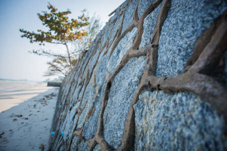 The barrier prevent to shore collapse.の写真素材