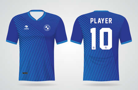 blue sports jersey template for team uniforms and Soccer t shirt designのイラスト素材