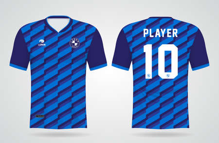 blue sports jersey template for team uniforms and Soccer t shirt designのイラスト素材