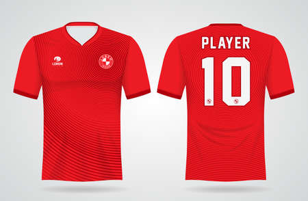 red sports jersey template for team uniforms and Soccer t shirt designのイラスト素材